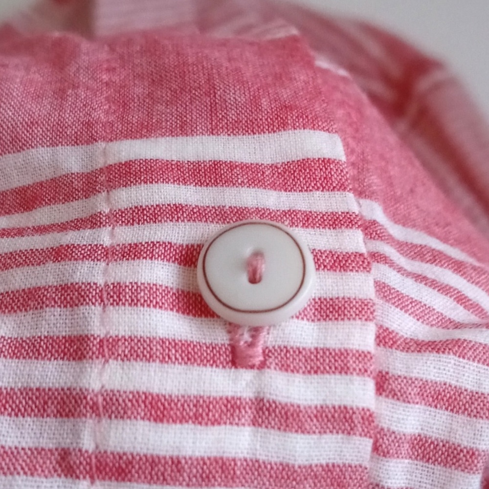 Lilies Closet Women's Lightweight Red White Stripe Long Sleeve Button Down Top M - Picture 3 of 10